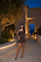 Women's Brown Sandy Fabric Floral Detailed One Shoulder Mini Dress - 2