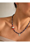 Steel Design Navy Blue Natural Stone Earrings-Necklace