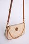 Small Size Baguette Design Women's Shoulder Bag with Chain and Logo Detail in Khaki - 3