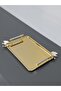 Figured, Metal-Handled, Stainless Steel Rectangular Tray Luxury Presentation Tray Light Gold-Silver - 6