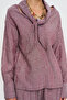 Women's Burgundy Striped Collar Detailed Relaxed Fit Blouse - 2