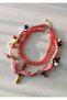 Red Gingham Charm Detailed Fabric Necklace - 2