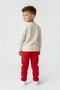 Collar Button Detail, Washed Fabric Cotton Red Boys' Suit - 2