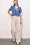 Women's Short Sleeve Crop Blouse 958 - Indigo - 2