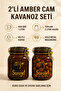 Set of 2 1 Liter Amber Glass Food Jars with Locking Lids