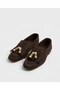Bead Loafer Women's Brown Tasseled Beaded Detailed Suede Ballerina Shoes - 7