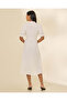 Women Cream Embellished Midi Dress - 3