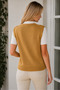 Women's Sleeveless V-Neck Cotton Hair Braided Diamond Pattern Modern Cut Stylish Casual Camel Knitwear Vest Cardigan - 3