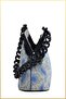 Chin Women's Patterned Scholarship Hand and Shoulder Bag - Black-Blue - 5