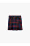 Plaid Mini Skirt with Bow and Pleated Lace Detail - 2