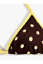 Contrast Detailed Ribbed Polka Dot Triangle Bikini Top - 3