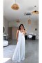 White Polka Dot Tulle Flowing Dress with Maxi Lining - 3