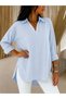 Women's three-quarter sleeve collared casual shirt - 2