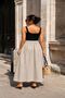 Women's Black Square Neck Strappy Belted Gathered Plaid Patterned Maxi Dress - 2