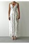 Women's White Midi Dress V-Neck Rope Strap Backless Flounce Chiffon - 2