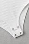 White Long Sleeve Ribbed Polo Collar - 4