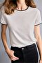 Slim Fit Crochet Collar Ribbed Short Sleeve T-Shirt I6811Ax26Sp - 3