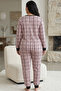 Plaid Patterned Cotton Lycra Large Size Oversized Knitted Pajama Set26240882 - 3