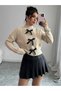 Half Fisherman Sweater with Braided Hair Ribbon - 3