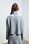 Ploruns women's soft and flexible fabric fisherman collar grey sweatshirt - 5