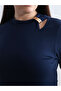 Plus Size Mock Neck Metal Buckle Detailed Blouse - 3