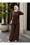 Women's Aerobin Fabric Back Zippered Belted Wide Leg Two-Piece Set - 4