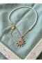 & Zircon Stone Sun Pendant Necklace
