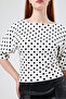 Polka Dot Waist-Fitted Short Sleeve Premium Blouse - 2