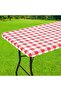 A rectangular picnic tablecloth, elastic, waterproof coated vinyl tablecloth, checkered tablecloth, dining, camping and outdoor a...