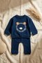 Leo Comfort Navy Blue Lion Figured 100% Cotton Premium Baby Boy Top and Bottom Tracksuit Set - 6