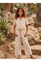Müslüm Fabric Lace-Up Shirt and Pants Two-Piece Set - 3