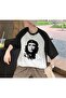 Mi̇ngalondon Che Guevara Printed Raglan Sleeve White Unisex Oversize T-Shirt