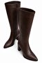 Culina Pointed Toe Thick Heeled Side Zipper Below the Knee Women's Brown Leather Boots - 8