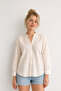 Women's Light Pink Floral Embroidered Comfortable Fit 100% Cotton Shirt - 4