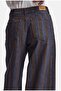 Women's Brown Striped 1W6-7 Barrel Fit Loose Cut Design Denim Trousers - 2