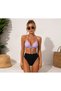 Premium Purple Striped Gathering High Waist Bikini Set with Detachable Front Bow Detail 2026 - 2