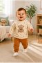 Baby 100% Cotton Teddy Bear Patterned Sweatshirt and Pants Set - 6