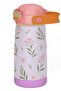 420 ml Leaf Patterned Pink-Lilac Girls' School and Daily Use Steel Flask - 60007 - 3