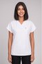 Women's Envelope Collar Short Sleeve Single Top White Alpaca Fabric Doctor, Nurse and Hospital Uniform