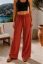 Women's Linen Trousers with Elastic Waist and Loose Fit - 3
