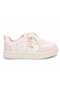 Girls' White Pink Casual Sneakers – Cute Printed Lace-Up Shoes