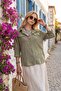 Khaki Washed Linen Side Buttoned Double Pocket Casual Shirt - 2