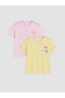 Yellow Printed Girls' T-Shirt, Pack of 2