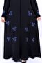 Black Abaya with Blue Flower Embroidery and Bead Handwork - 7