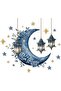 ملصقات جدارية لرمضان من دايكر، 46 قطعة، ملصقات جدارية زرقاء على شكل هلال ونجمة لعيد مبارك |   ملصق إسلامي ذاتي اللصق M - 7