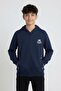 Navy Blue Boy's Cardigan with Text Detail and Zipper 24644 - 3