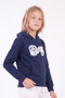 Girl's Printed Kangaroo Pocket Long Sleeve Hooded Sweatshirt - 2