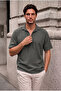 Como 100% Cotton Brit Detailed Short Sleeve Polo Collar Men's Shirt - Khaki - 5