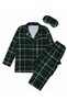 Father-Son Boy Green Plaid Pattern Winter Shirt Collar Buttoned Sleep Band Pajama Set Cotton Milan Fabric - 2