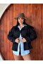 Zr Equivalent Black Stand Collar Tie-Down Short Imported Cashmere Coat - 3
